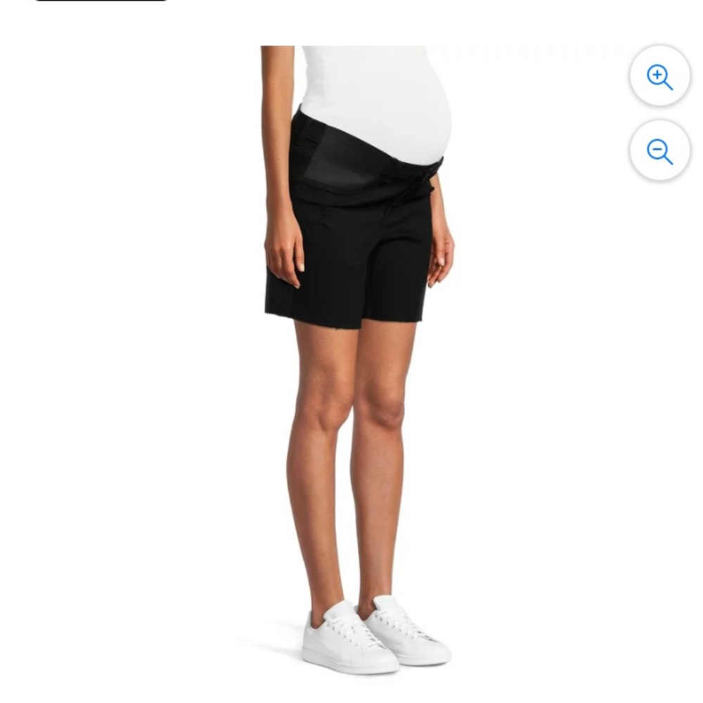 Old Navy Maternity 14 Black Khaki Chino Shorts Elastic Side Panels 5in Inseam